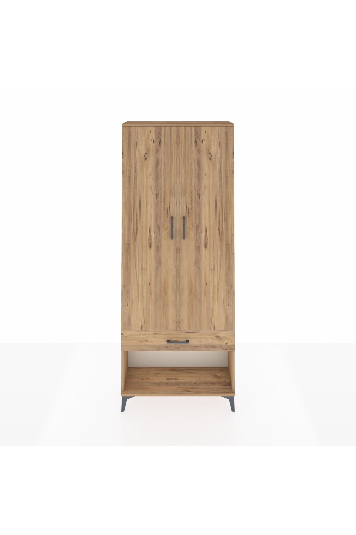 Arges Dolap 2 Raflı Tek Çekmeceli Tek Askılı 88x30x221 Çam-Çam