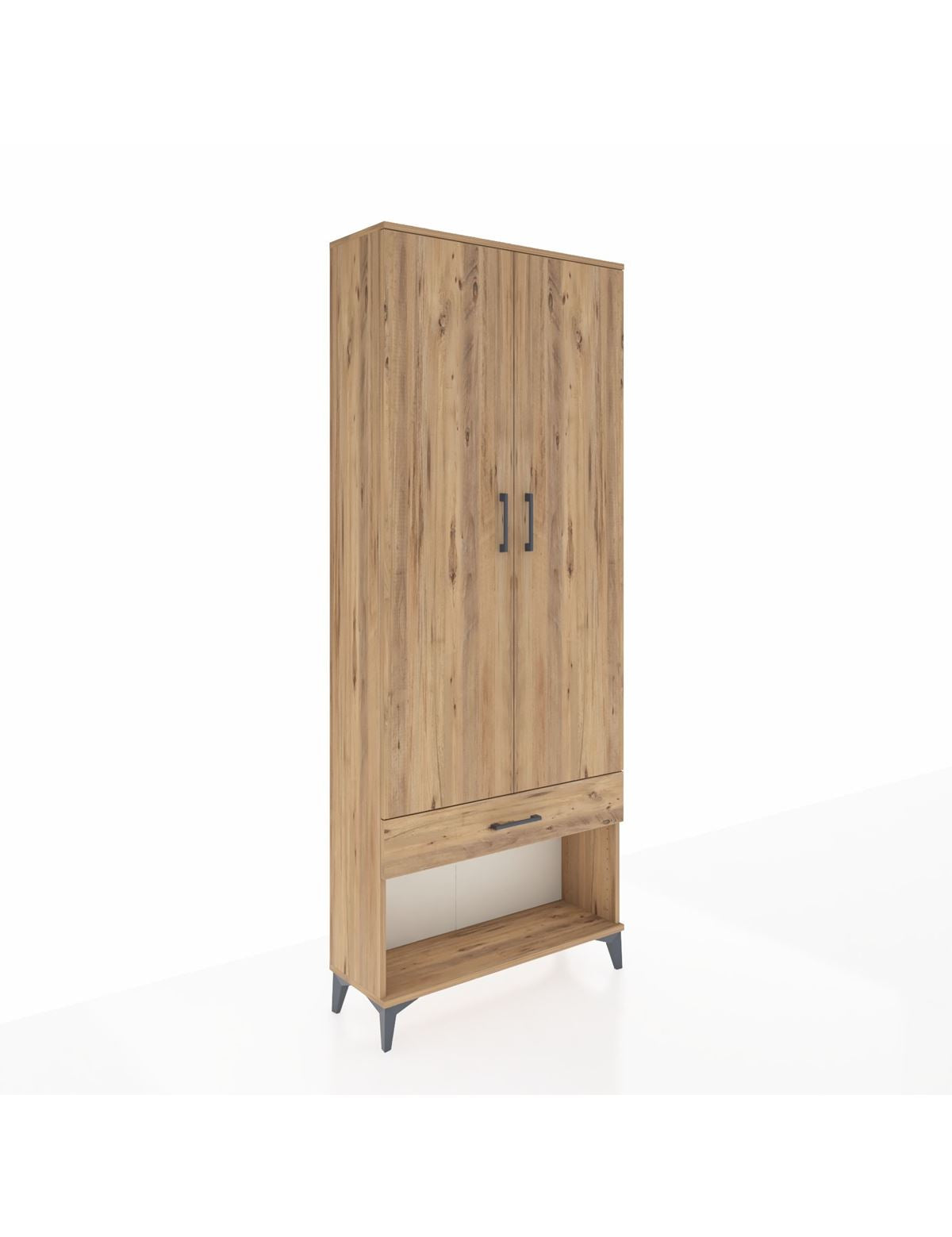 Arges Dolap 2 Raflı Tek Çekmeceli Tek Askılı 88x30x221 Çam-Çam