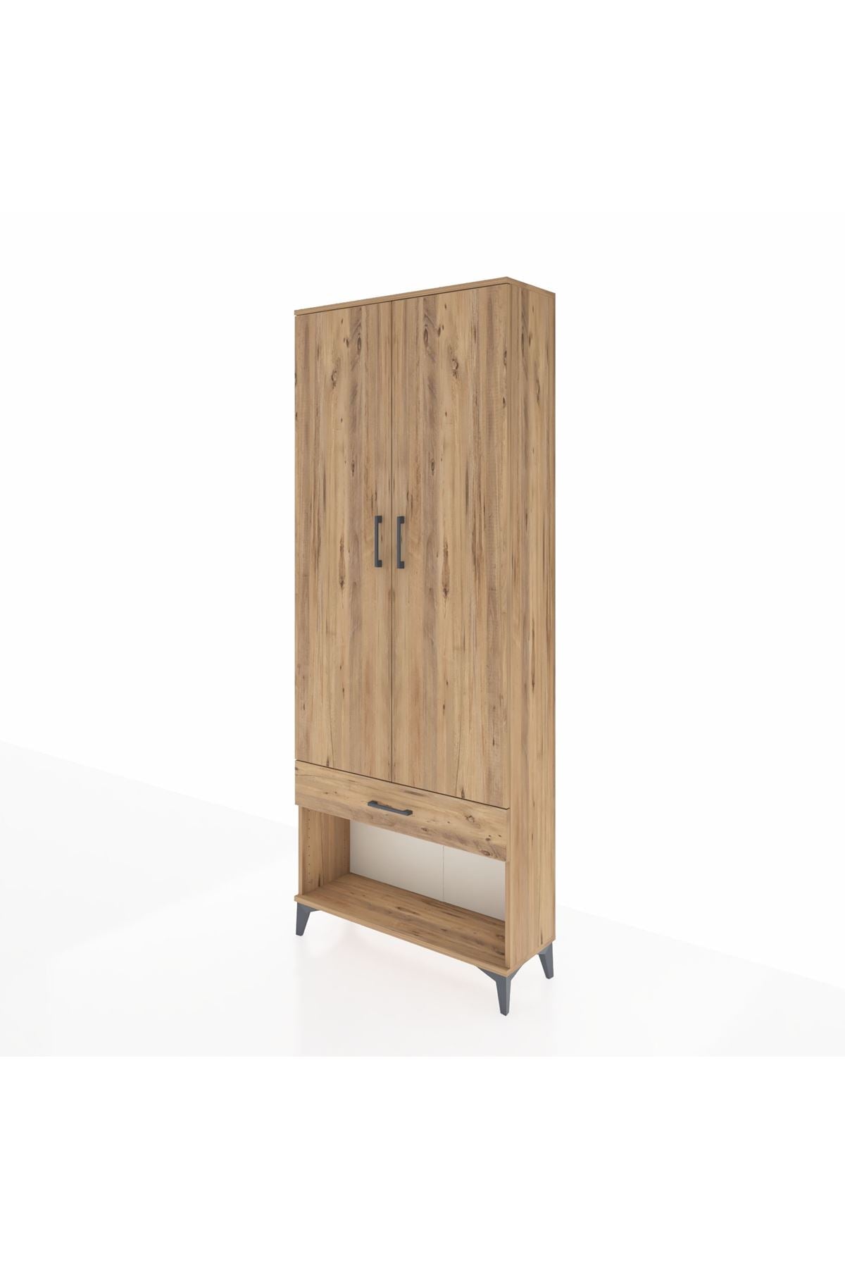 Arges Dolap 2 Raflı Tek Çekmeceli Tek Askılı 88x30x221 Çam-Çam