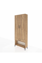 Arges Dolap 2 Raflı Tek Çekmeceli Tek Askılı 88x30x221 Çam-Çam