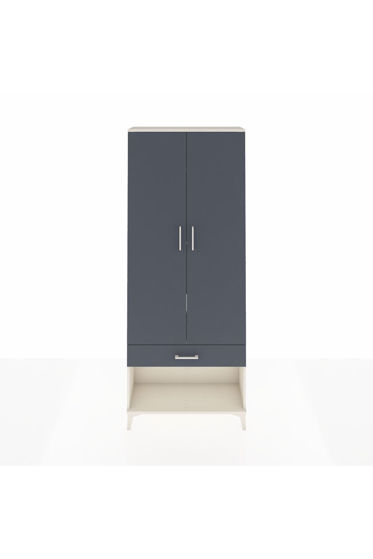 Arges Dolap 4 Raflı Tek Çekmeceli 2 Kapaklı 88x30x221 Aytaşı-Antrasit