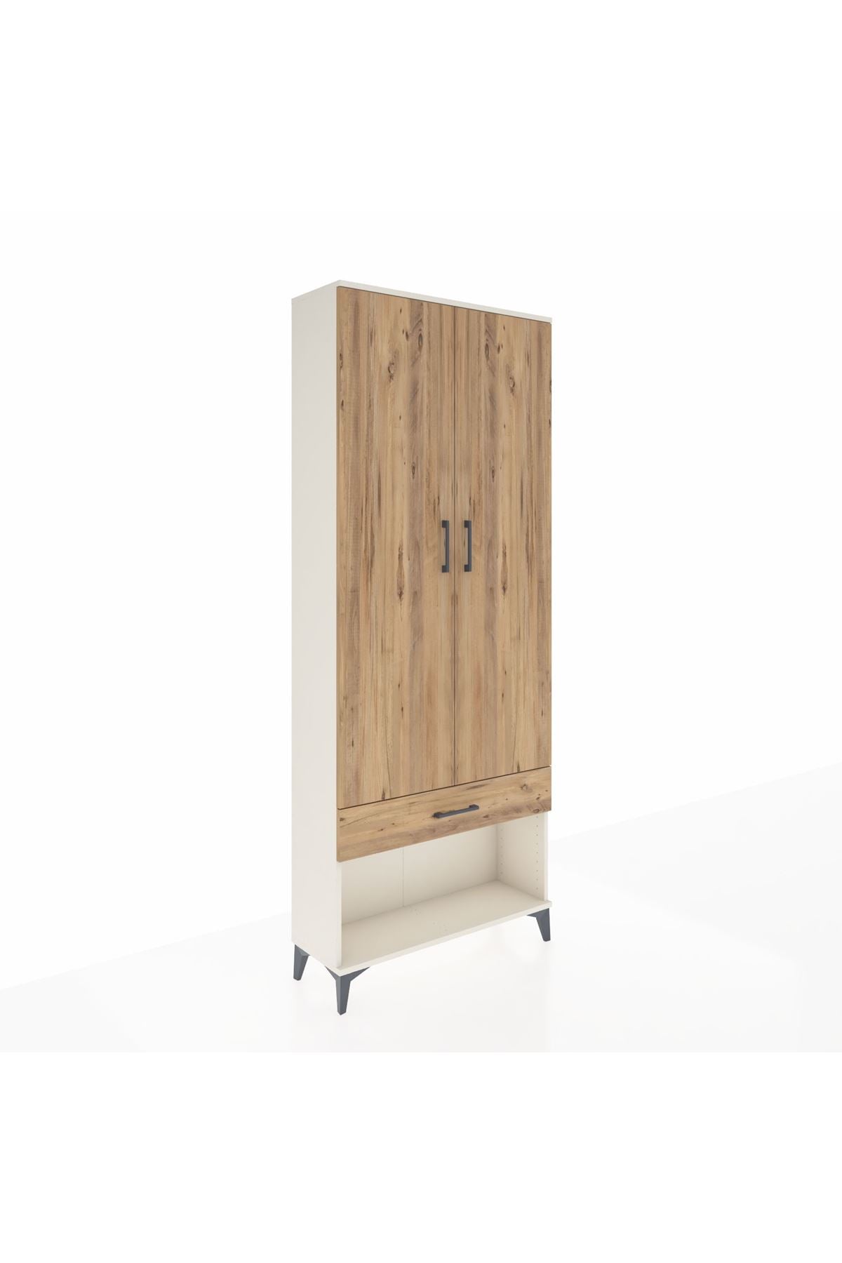 Arges Dolap 4 Raflı Tek Çekmeceli 2 Kapaklı 88x30x221 Aytaşı-Çam