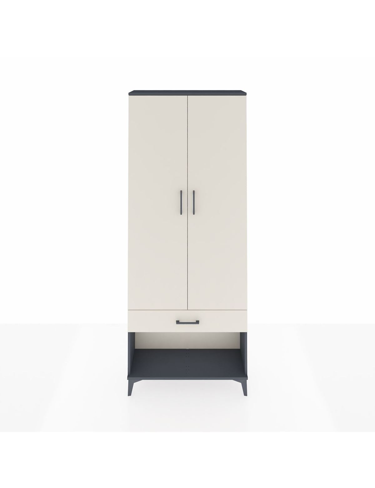 Arges Dolap 4 Raflı Tek Çekmeceli 2 Kapaklı 88x30x221 Antrasit-Aytaşı