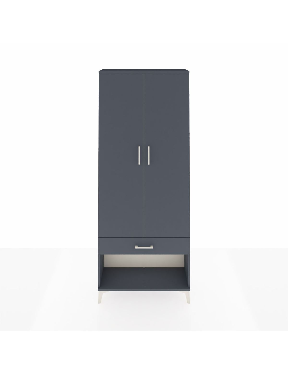 Arges Dolap 4 Raflı Tek Çekmeceli 2 Kapaklı 88x30x221 Antrasit-Antrasit