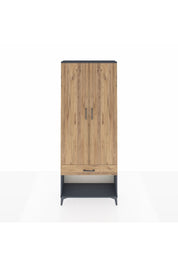 Arges Dolap 4 Raflı Tek Çekmeceli 2 Kapaklı 88x30x221 Antrasit-Çam