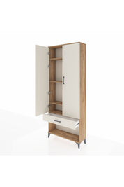 Arges Dolap 4 Raflı Tek Çekmeceli 2 Kapaklı 88x30x221 Çam-Aytaşı