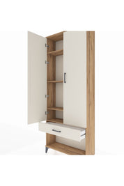 Arges Dolap 4 Raflı Tek Çekmeceli 2 Kapaklı 88x30x221 Çam-Aytaşı