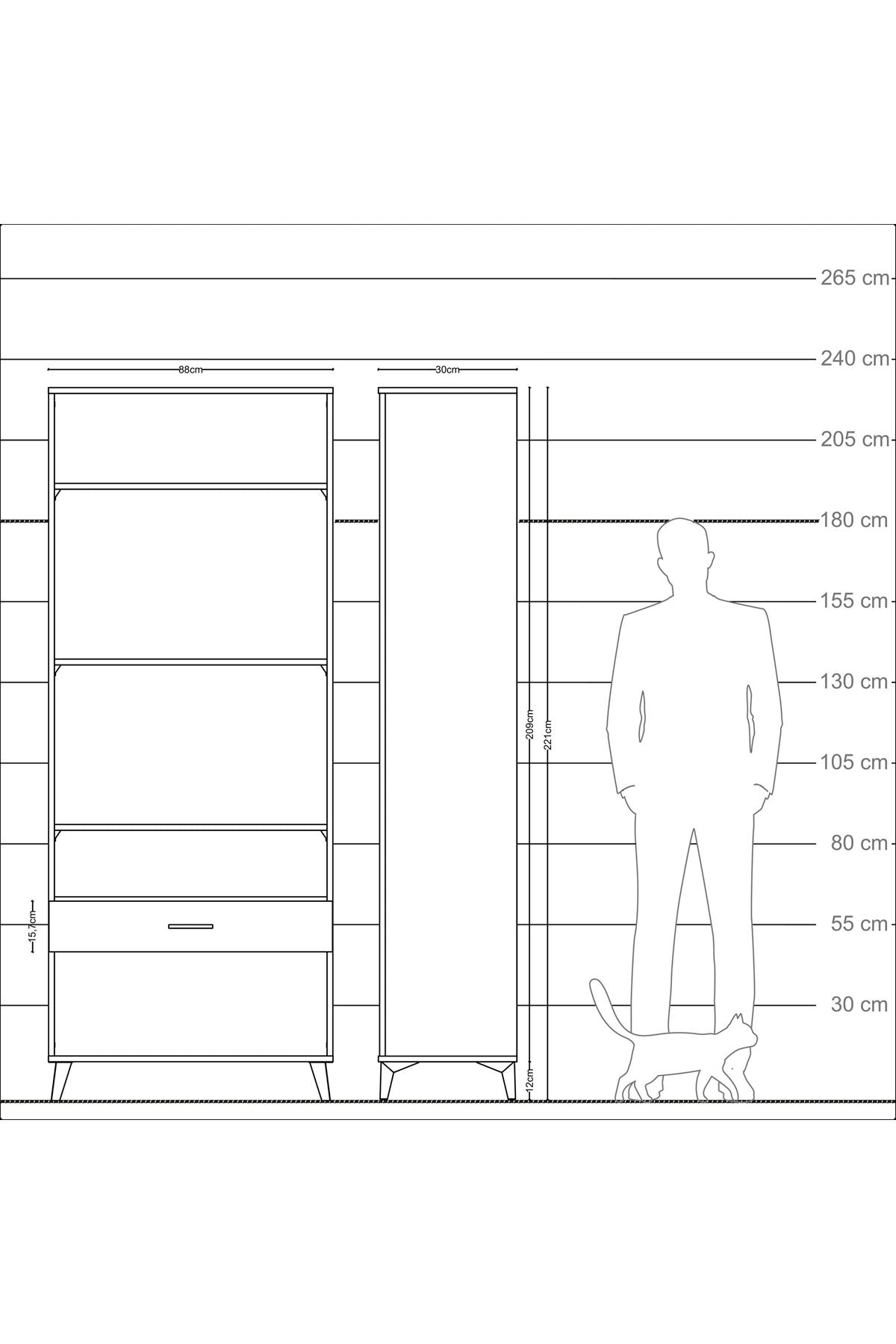 Arges Dolap 4 Raflı Tek Çekmeceli 88x30x221 Aytaşı-Çam