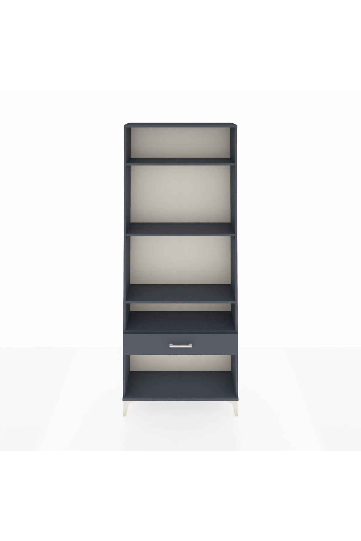 Arges Dolap 4 Raflı Tek Çekmeceli 88x30x221 Antrasit-Antrasit