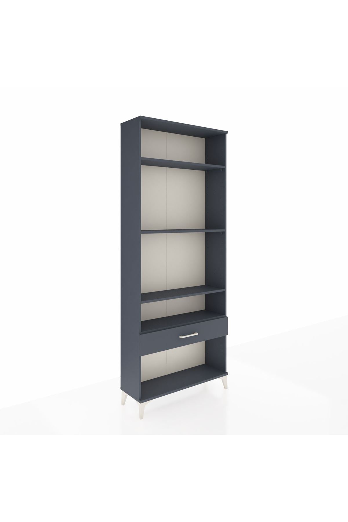 Arges Dolap 4 Raflı Tek Çekmeceli 88x30x221 Antrasit-Antrasit