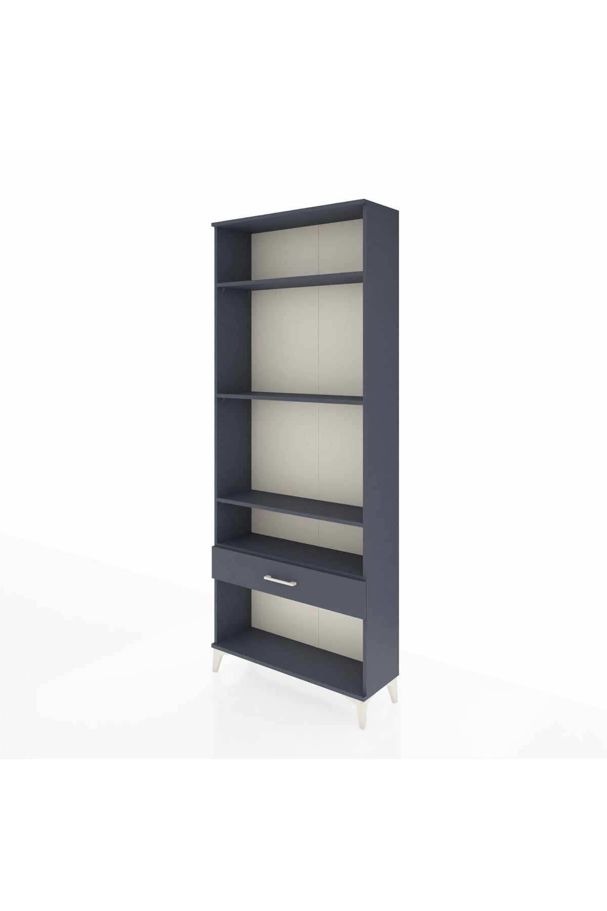 Arges Dolap 4 Raflı Tek Çekmeceli 88x30x221 Antrasit-Antrasit