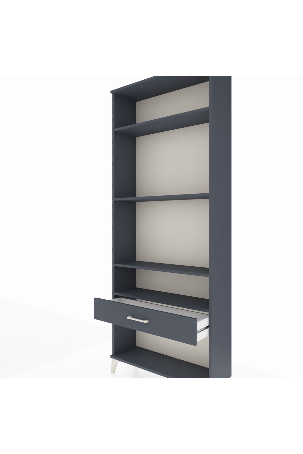 Arges Dolap 4 Raflı Tek Çekmeceli 88x30x221 Antrasit-Antrasit