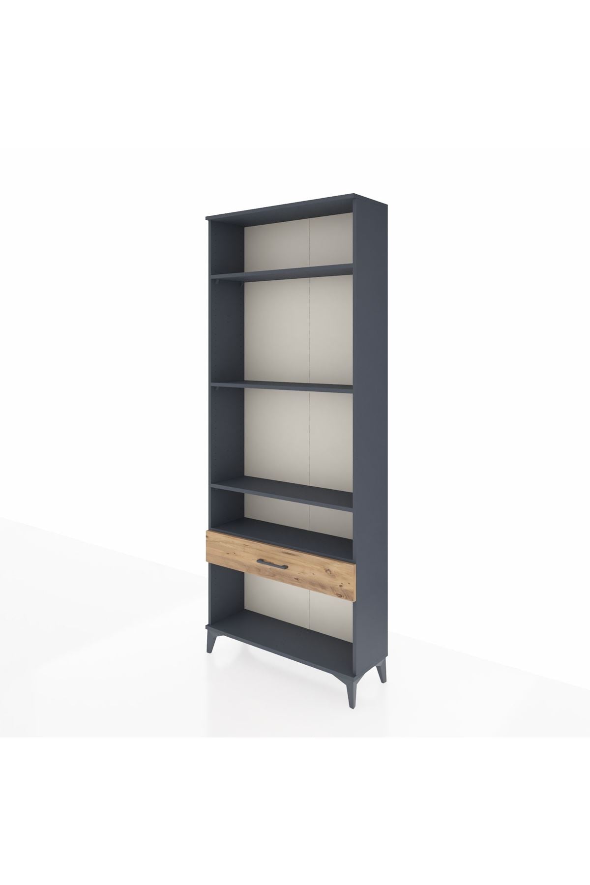 Arges Dolap 4 Raflı Tek Çekmeceli 88x30x221 Antrasit-Çam