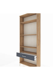 Arges Dolap 4 Raflı Tek Çekmeceli 88x30x221 Çam-Antrasit