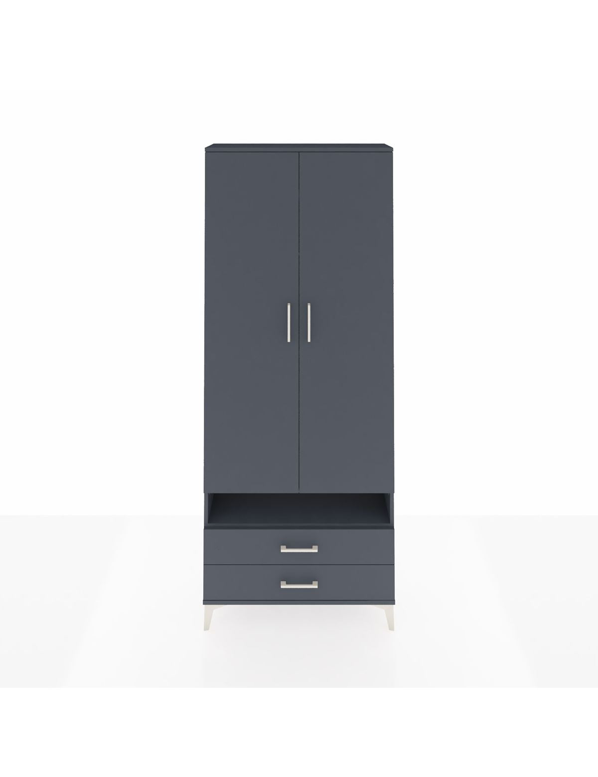 Arges Dolap 3 Raflı 2 Çekmeceli Tek Askılı 88x30x221 Antrasit-Antrasit