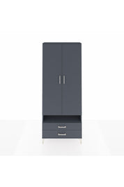 Arges Dolap 3 Raflı 2 Çekmeceli Tek Askılı 88x30x221 Antrasit-Antrasit