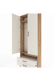Arges Dolap 3 Raflı 2 Çekmeceli Tek Askılı 88x30x221 Çam-Aytaşı