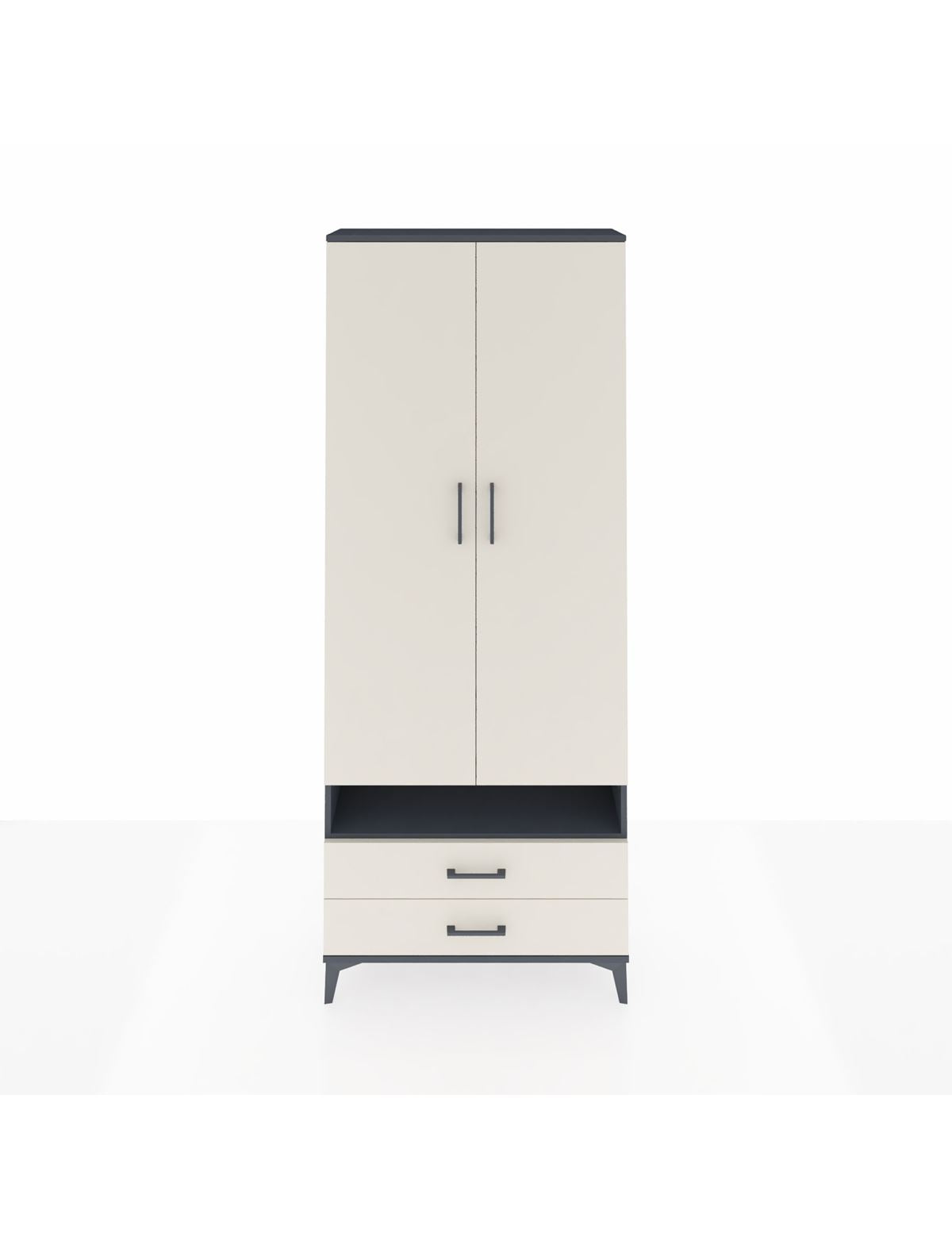 Arges Dolap 5 Raflı 2 Çekmeceli 2 Kapaklı 88x30x221 Antrasit-Aytaşı