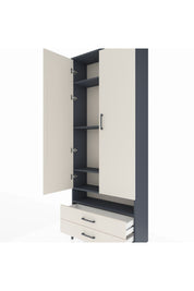 Arges Dolap 5 Raflı 2 Çekmeceli 2 Kapaklı 88x30x221 Antrasit-Aytaşı