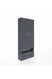 Arges Dolap 5 Raflı 2 Çekmeceli 2 Kapaklı 88x30x221 Antrasit-Antrasit