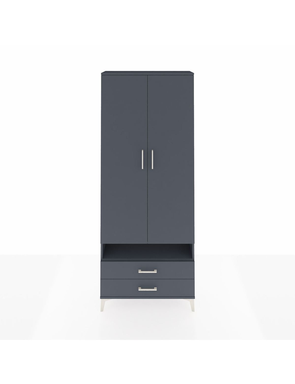 Arges Dolap 5 Raflı 2 Çekmeceli 2 Kapaklı 88x30x221 Antrasit-Antrasit