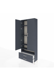 Arges Dolap 5 Raflı 2 Çekmeceli 2 Kapaklı 88x30x221 Antrasit-Antrasit