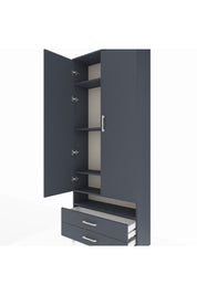 Arges Dolap 5 Raflı 2 Çekmeceli 2 Kapaklı 88x30x221 Antrasit-Antrasit