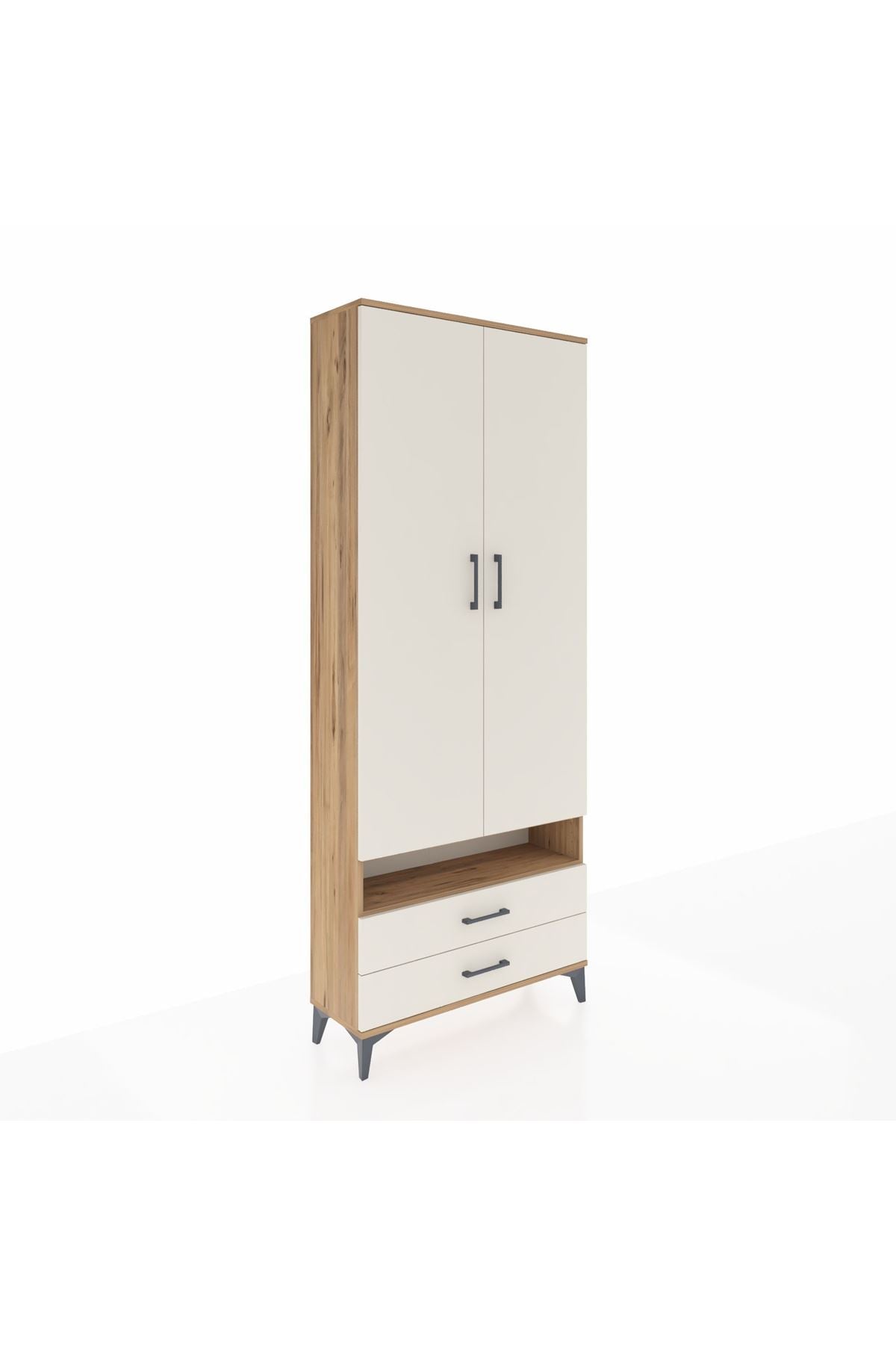 Arges Dolap 5 Raflı 2 Çekmeceli 2 Kapaklı 88x30x221 Çam-Aytaşı