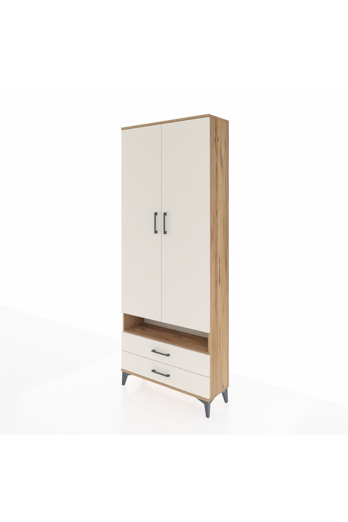 Arges Dolap 5 Raflı 2 Çekmeceli 2 Kapaklı 88x30x221 Çam-Aytaşı