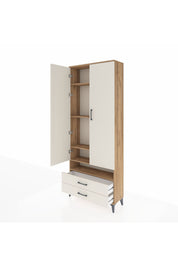 Arges Dolap 5 Raflı 2 Çekmeceli 2 Kapaklı 88x30x221 Çam-Aytaşı