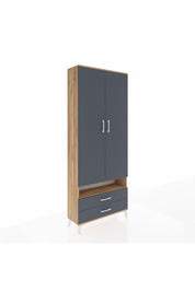 Arges Dolap 5 Raflı 2 Çekmeceli 2 Kapaklı 88x30x221 Çam-Antrasit