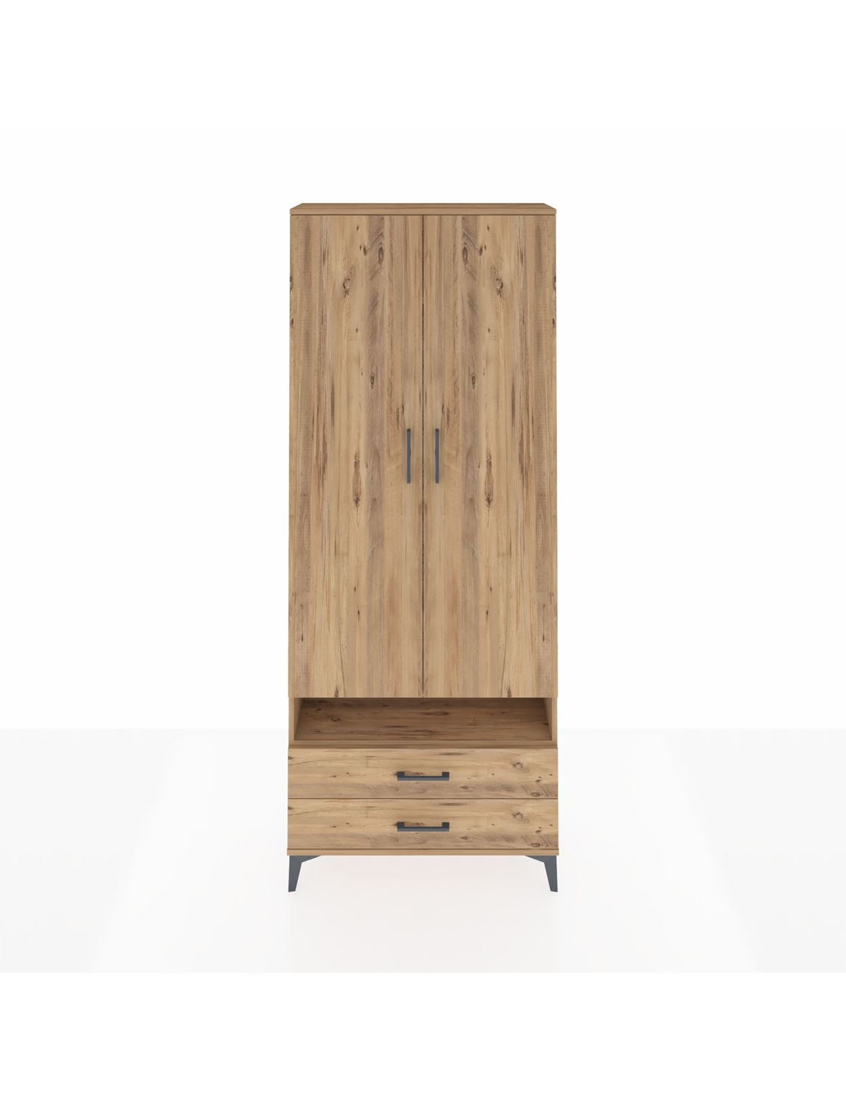 Arges Dolap 5 Raflı 2 Çekmeceli 2 Kapaklı 88x30x221 Çam-Çam