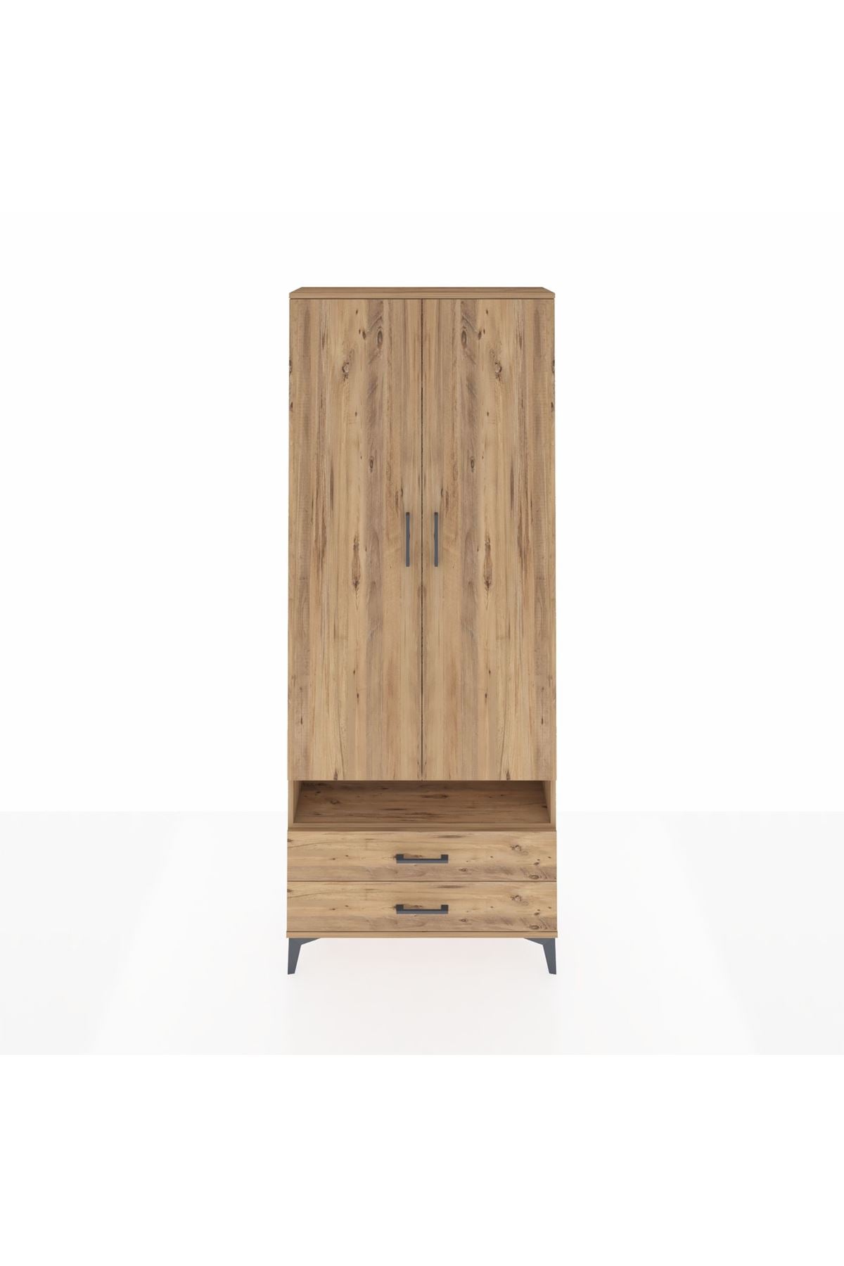 Arges Dolap 5 Raflı 2 Çekmeceli 2 Kapaklı 88x30x221 Çam-Çam