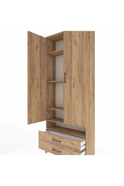 Arges Dolap 5 Raflı 2 Çekmeceli 2 Kapaklı 88x30x221 Çam-Çam