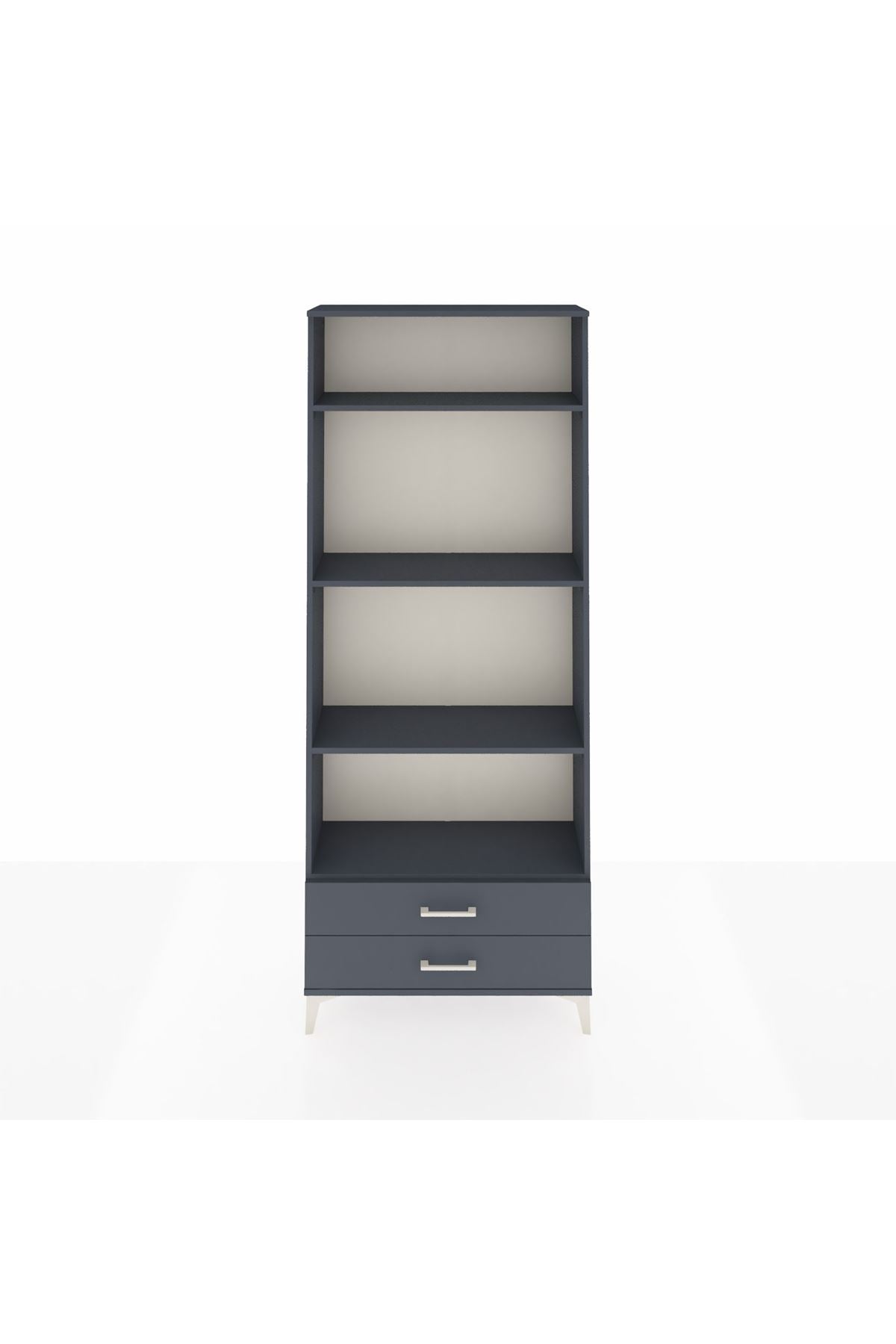 Arges Dolap 4 Raflı 2 Çekmeceli 88x30x221 Antrasit-Antrasit