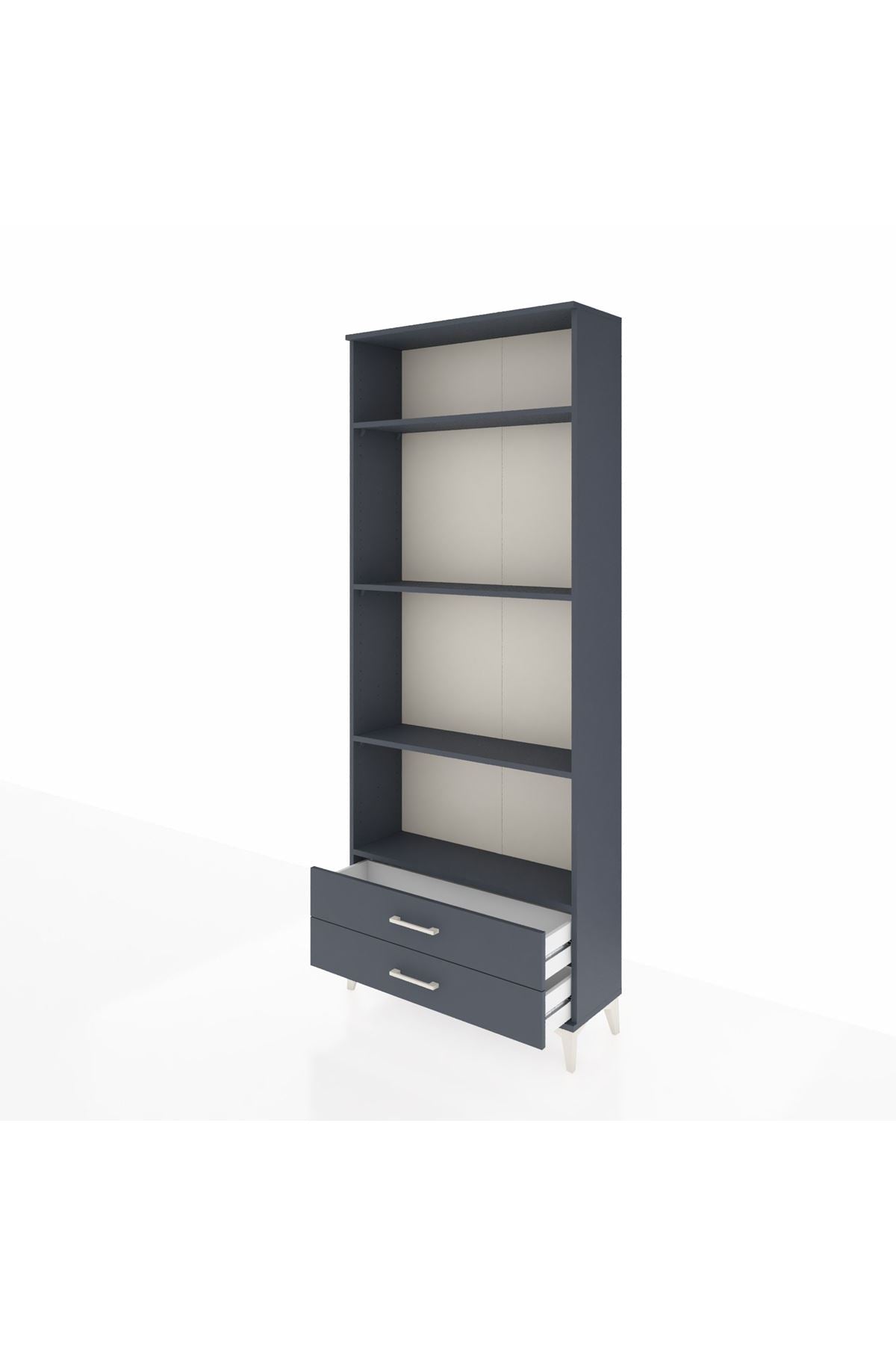 Arges Dolap 4 Raflı 2 Çekmeceli 88x30x221 Antrasit-Antrasit