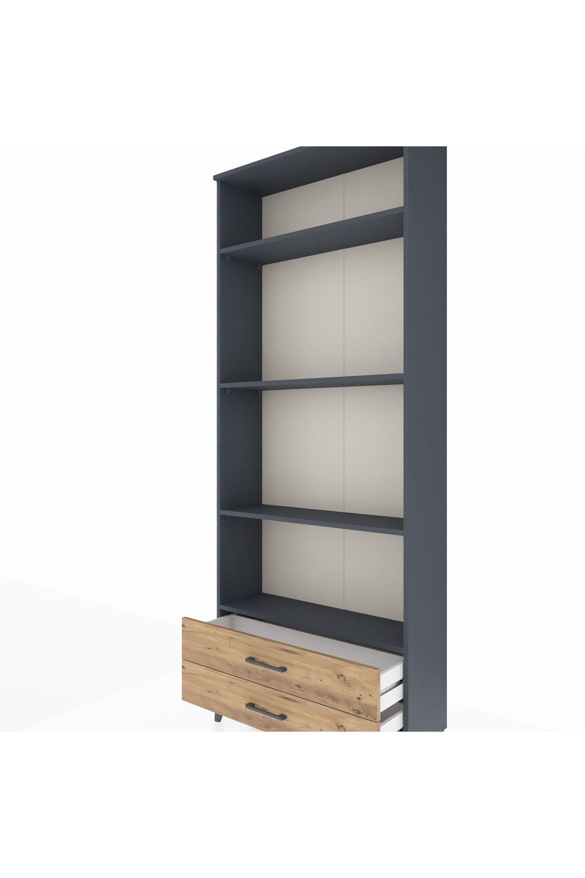 Arges Dolap 4 Raflı 2 Çekmeceli 88x30x221 Antrasit-Çam