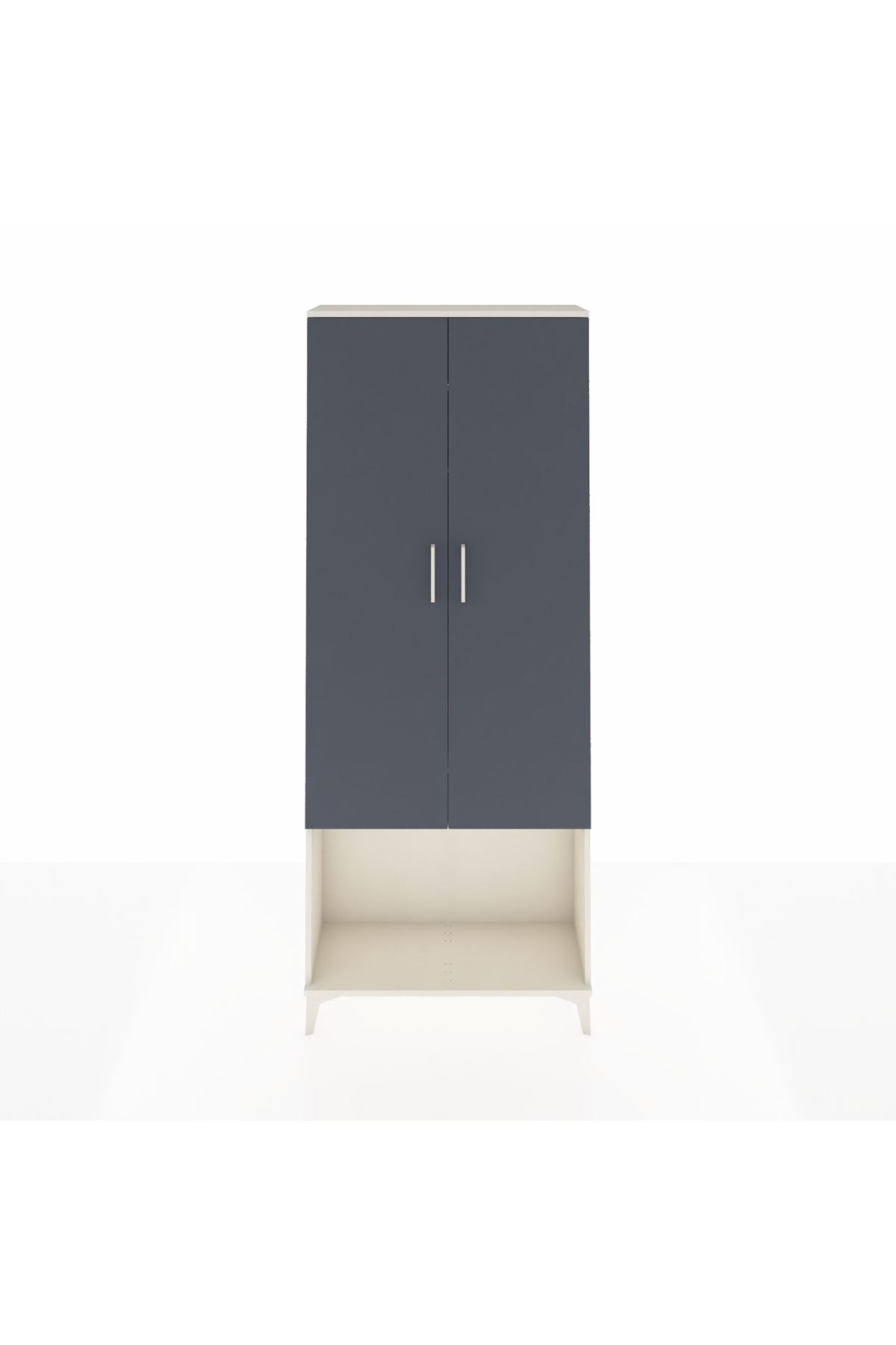 Arges Dolap 2 Raflı 2 Kapaklı Tek Askılı 88x30x221 Aytaşı-Antrasit