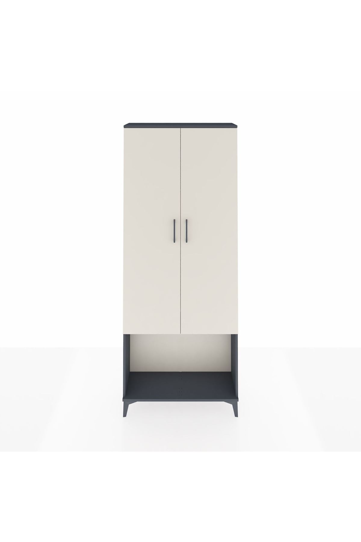 Arges Dolap 2 Raflı 2 Kapaklı Tek Askılı 88x30x221 Antrasit-Aytaşı