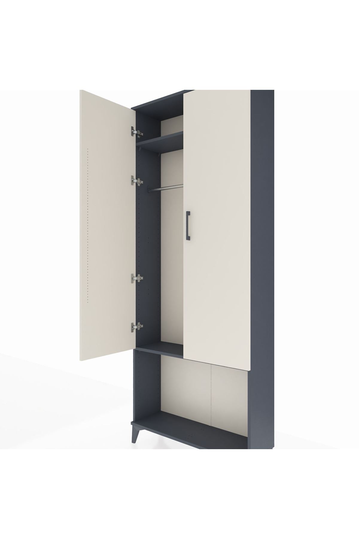 Arges Dolap 2 Raflı 2 Kapaklı Tek Askılı 88x30x221 Antrasit-Aytaşı