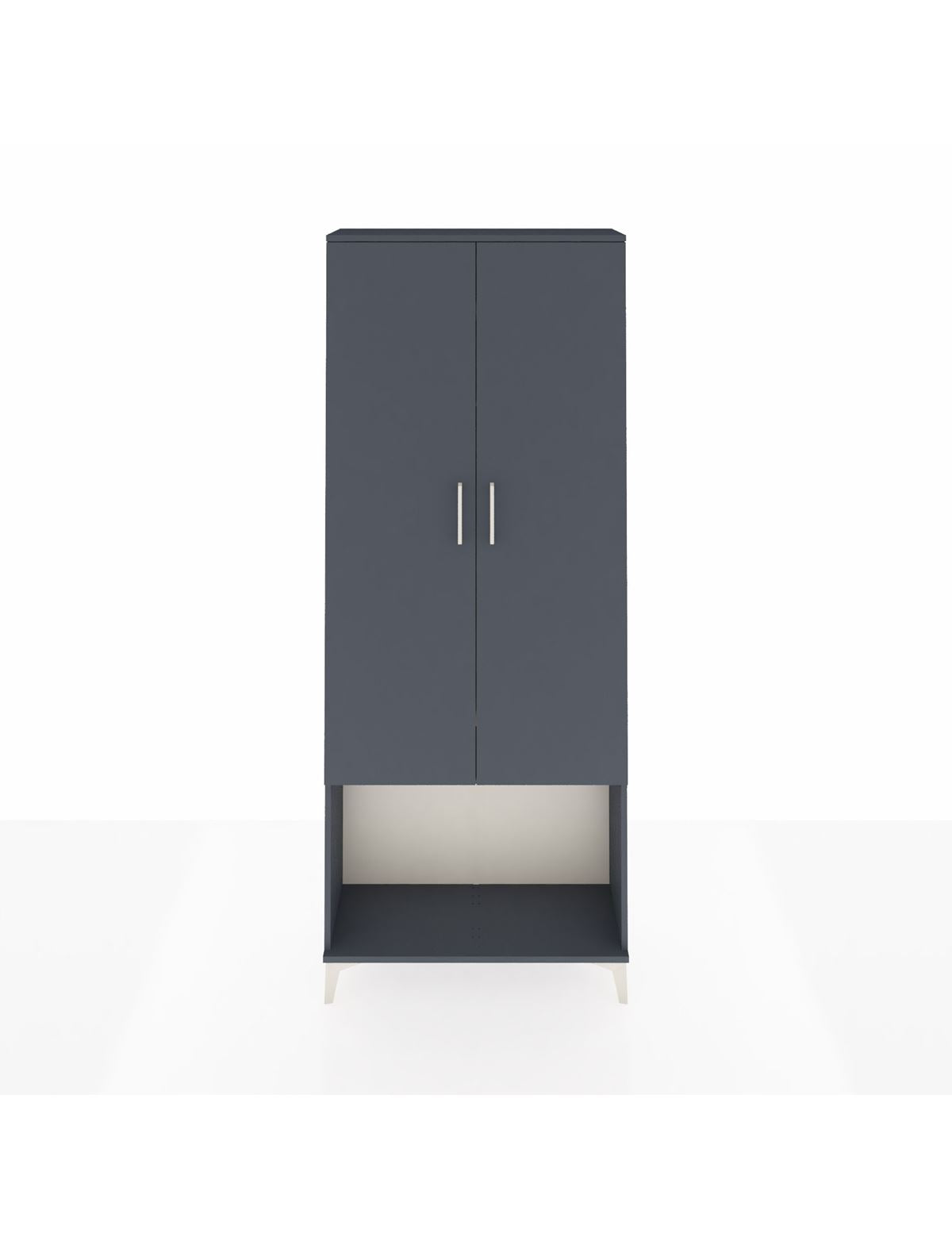 Arges Dolap 2 Raflı 2 Kapaklı Tek Askılı 88x30x221 Antrasit-Antrasit