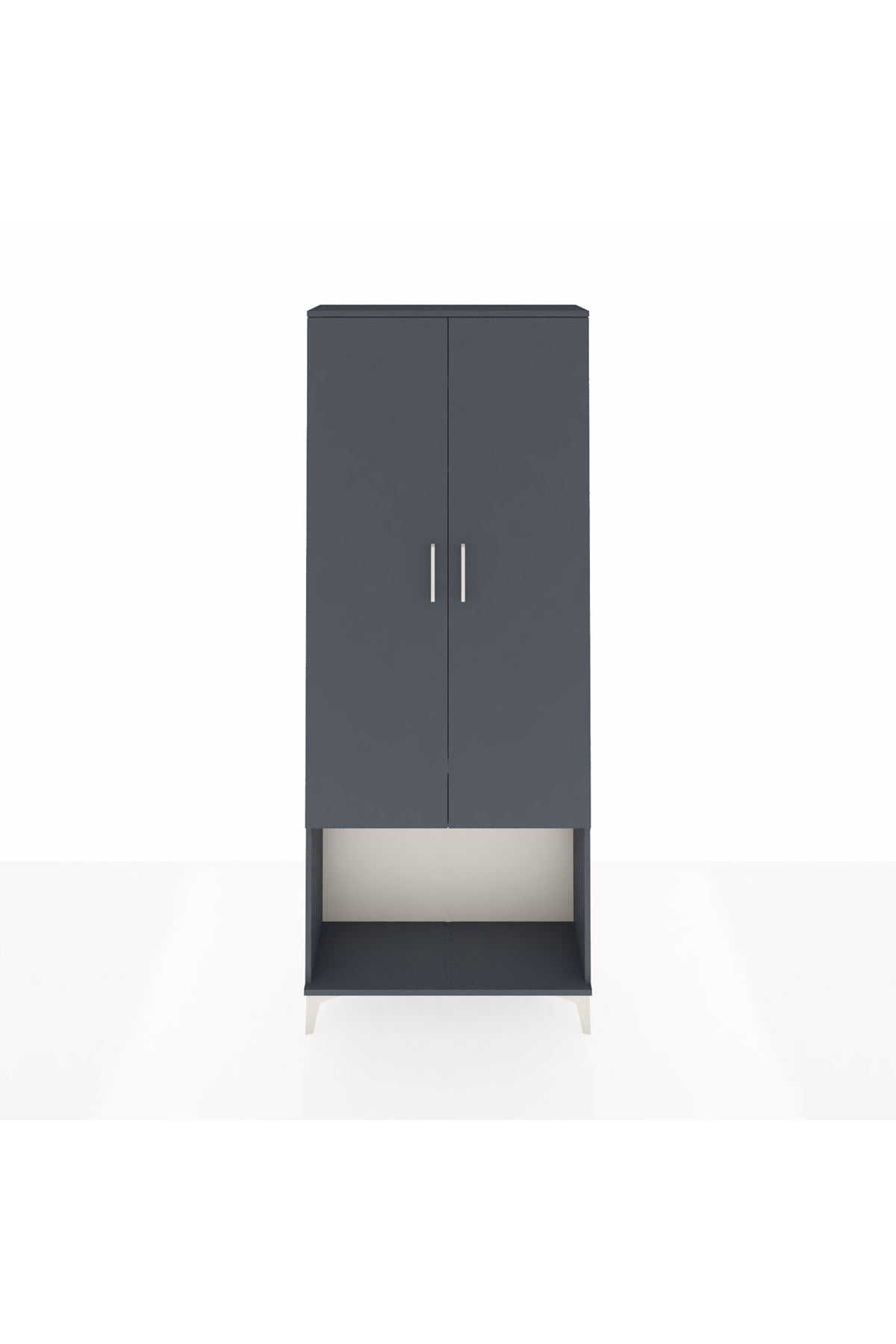 Arges Dolap 2 Raflı 2 Kapaklı Tek Askılı 88x30x221 Antrasit-Antrasit