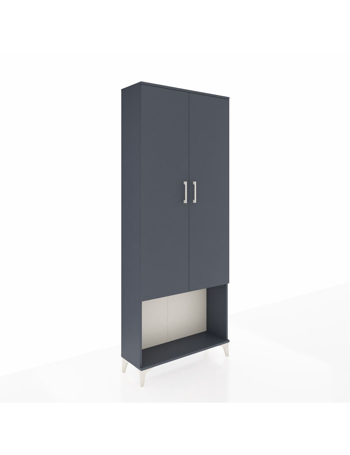 Arges Dolap 2 Raflı 2 Kapaklı Tek Askılı 88x30x221 Antrasit-Antrasit