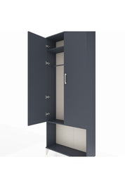 Arges Dolap 2 Raflı 2 Kapaklı Tek Askılı 88x30x221 Antrasit-Antrasit