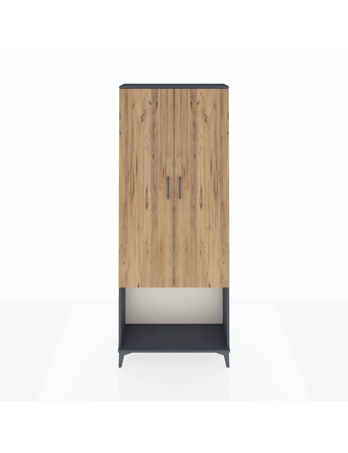 Arges Dolap 2 Raflı 2 Kapaklı Tek Askılı 88x30x221 Antrasit-Çam