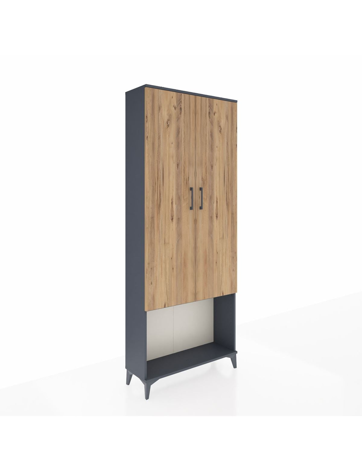 Arges Dolap 2 Raflı 2 Kapaklı Tek Askılı 88x30x221 Antrasit-Çam