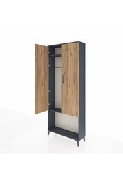 Arges Dolap 2 Raflı 2 Kapaklı Tek Askılı 88x30x221 Antrasit-Çam