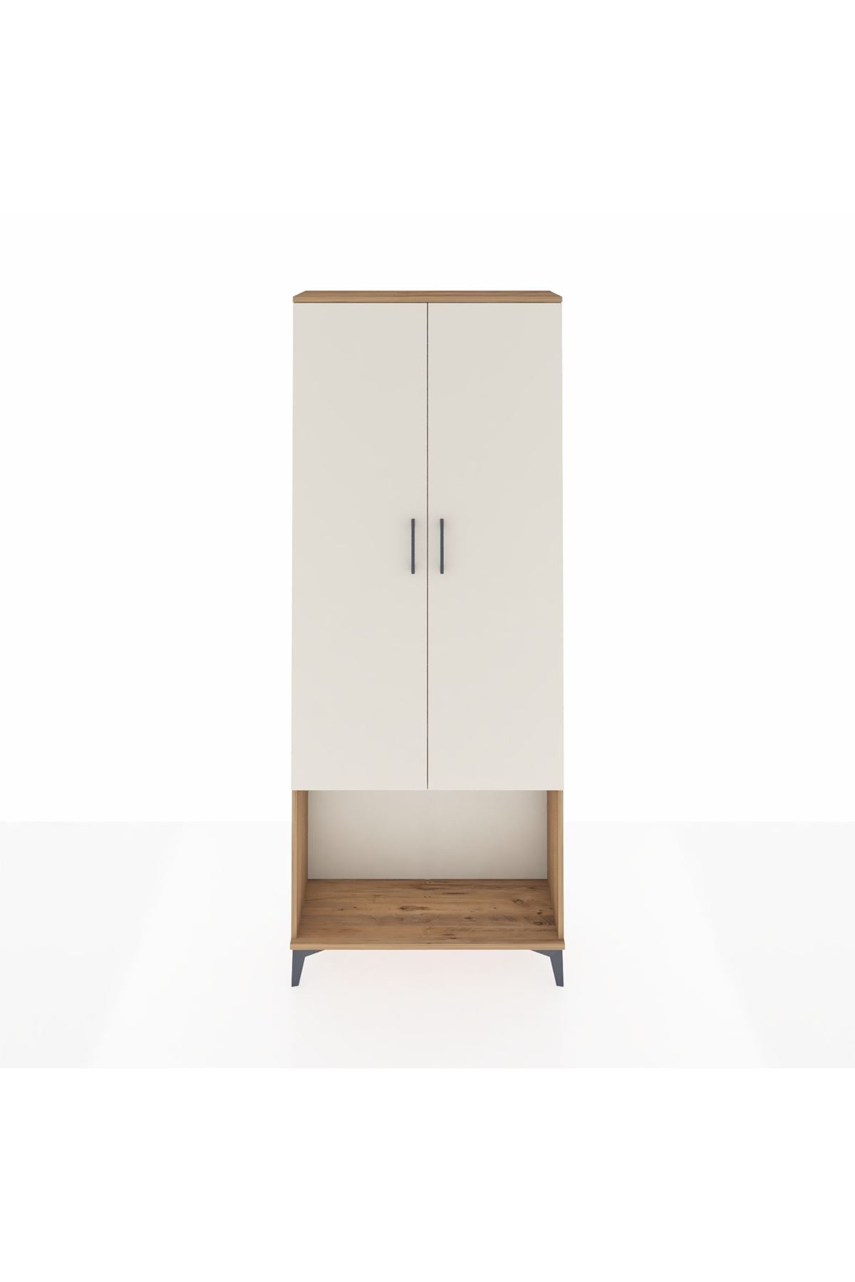 Arges Dolap 2 Raflı 2 Kapaklı Tek Askılı 88x30x221 Çam-Aytaşı