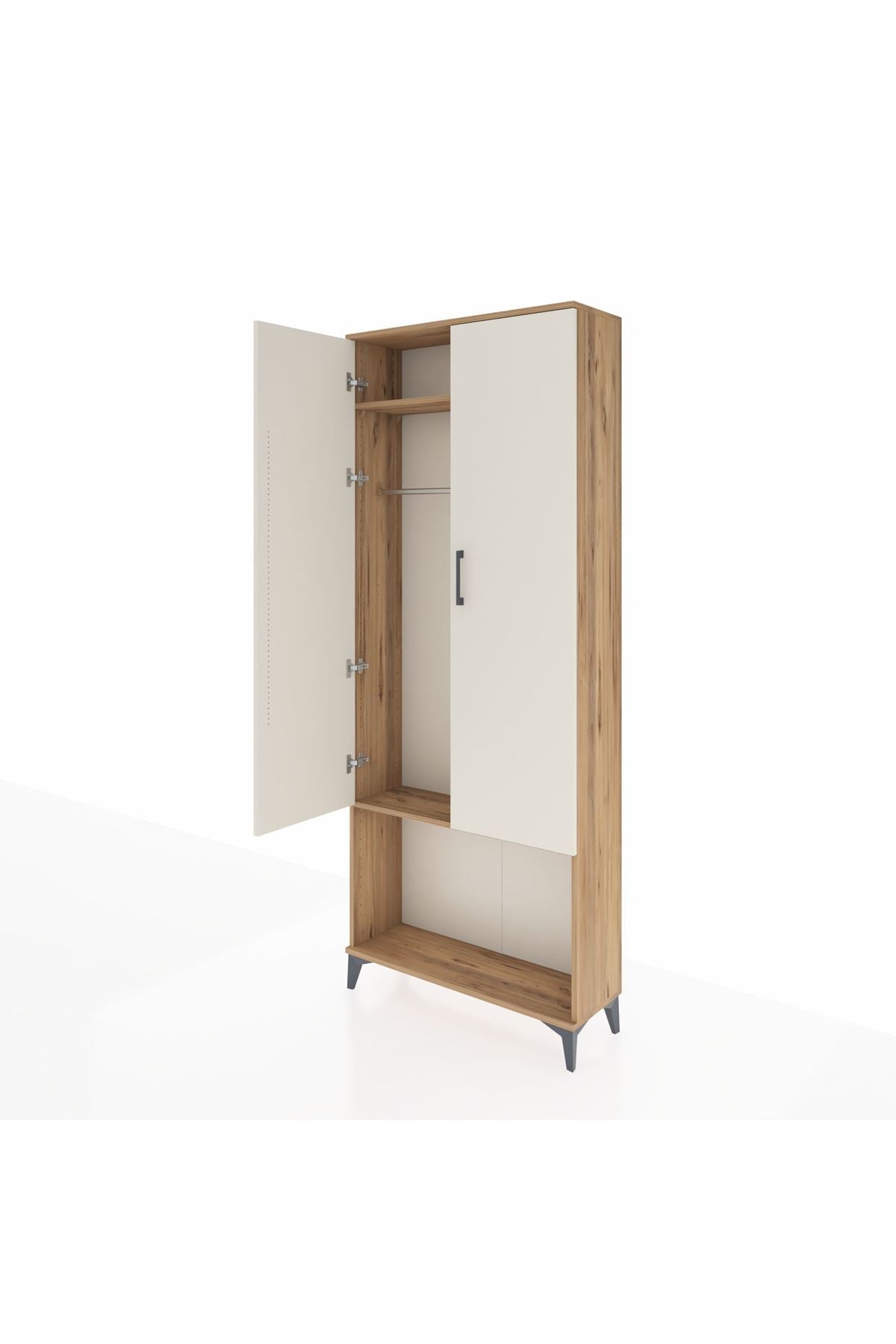 Arges Dolap 2 Raflı 2 Kapaklı Tek Askılı 88x30x221 Çam-Aytaşı