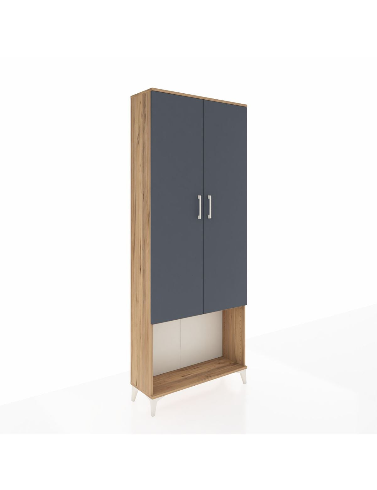 Arges Dolap 2 Raflı 2 Kapaklı Tek Askılı 88x30x221 Çam-Antrasit